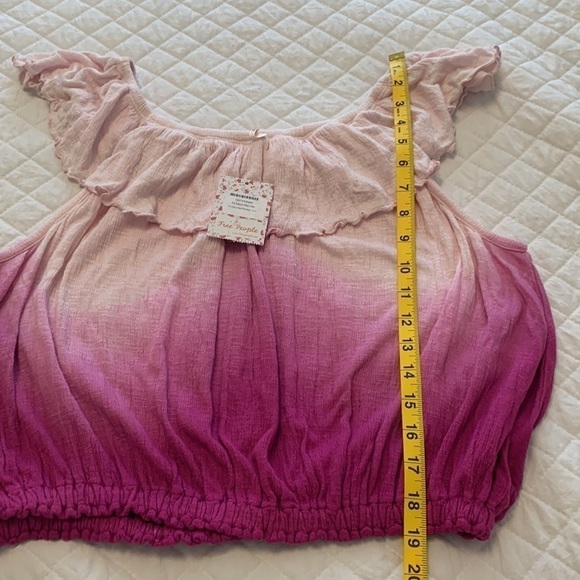 NEW FREE PEOPLE Cora Lee off the shoulder top pink ombré cropped elastic small - Picture 12 of 12